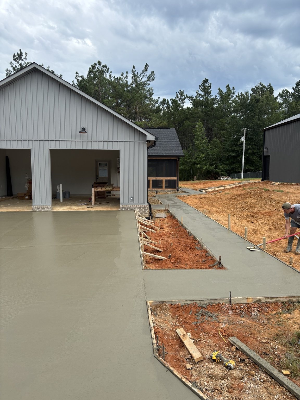 Concrete driveway and walkway